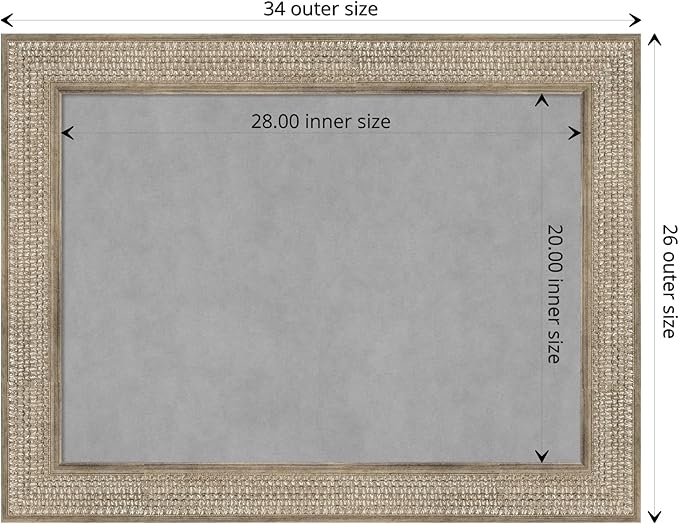 Amanti Art Silver Framed Magnetic Board 26x34 Medium Vision Board for use with Magnets, 100% Metal Sheet to Display Items as Office Decor or for Home Organization in mudroom, Kitchen or Kids Room