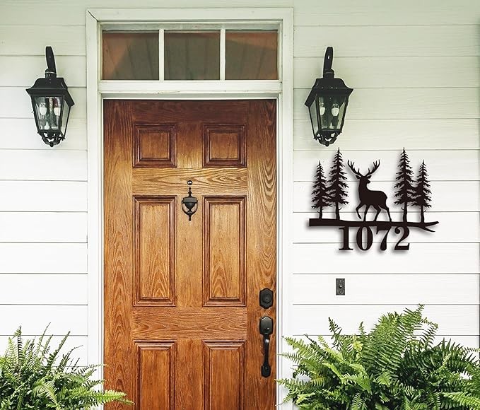 Personalized Metal Deer Address Signs for Outdoor, Custom House Number Sign, House Numbers for Outside,Address Numbers for Houses