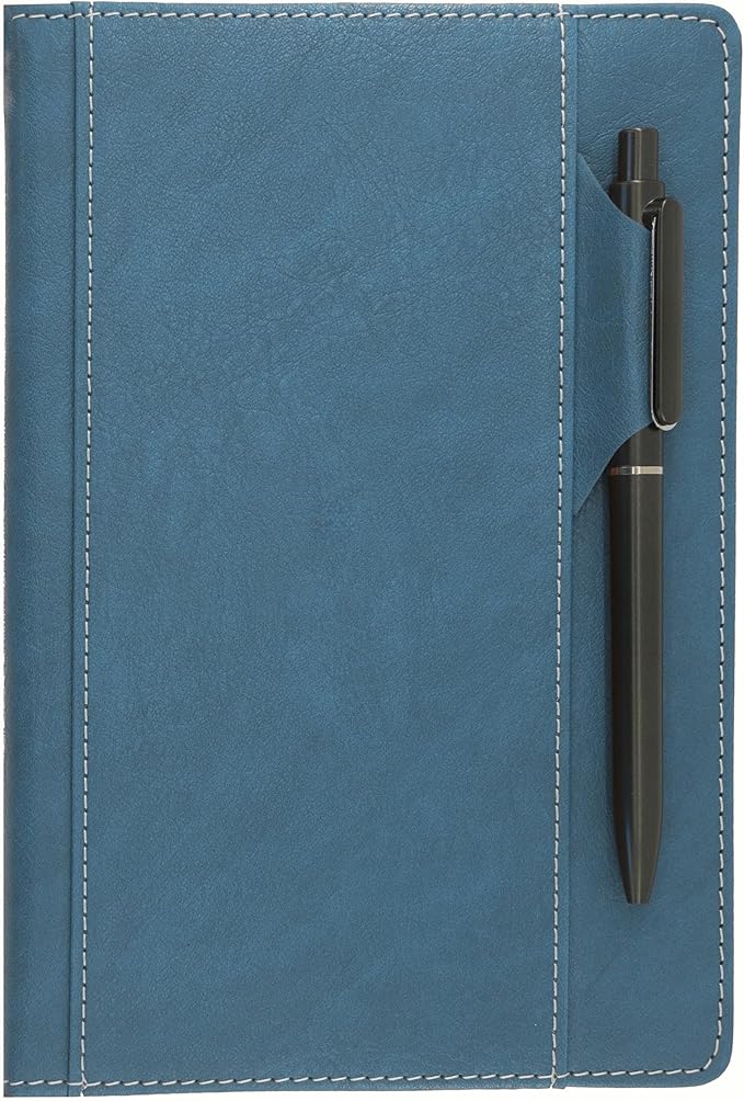 SLFreMint Premium Hardcover Notebook with Pen and Pen Holder Clip, Card Pockets, 240 Pages, College Ruled, 80GSM, Leather Note Book for Work, Study, Diary and Other Scenarios, Suitable Journal for Both Men and Women