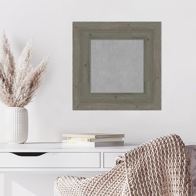Amanti Art Grey Framed Magnetic Board 19x19 X-Small Vision Board for use with Magnets, 100% Metal Sheet to Display Items as Office Decor or for Home Organization in mudroom, Kitchen or Kids Room