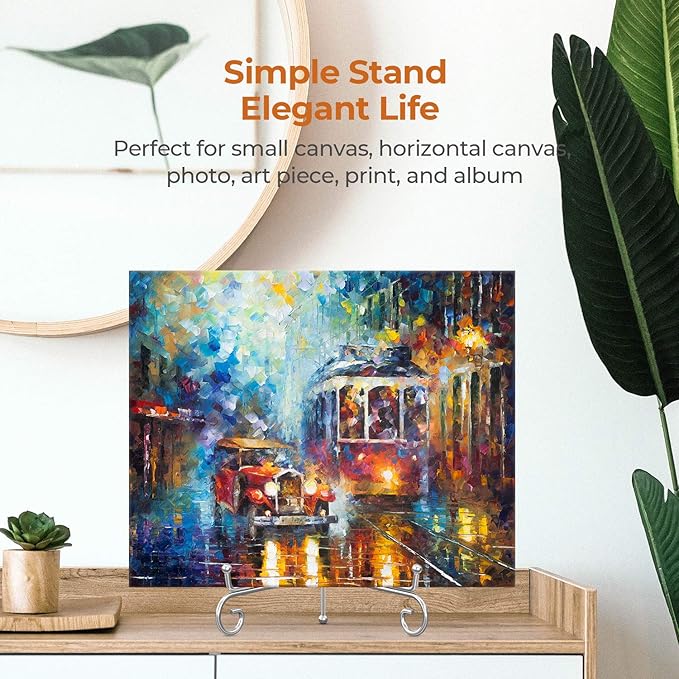TR-LIFE Plate Stands for Display - 8 Inch Holder + Metal Easel Stand for Picture Frame, Decorative Plates, Photo, Book, Collectibles (Silver 2 Pack)