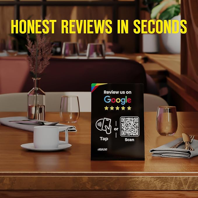 REVLIXI Google Review Stand (5 PCS)- Boost Reviews w/Reusable Google Review Tap Card Stand & QR Code Stand -No App, No Subscription-Android & iPhone Compatible -Boost Google Reviews for Online Growth