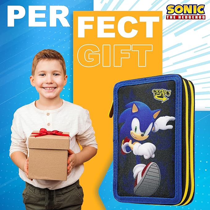 SONIC THE HEDGEHOG Pencil Case for Kids Stationery Set Pens Colored Pencils Mini Notebook School Supplies Gamer Gifts for Boys