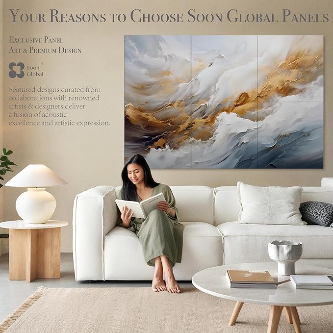 Soon Global Acoustical Wall Panels, 72 X 48 Inches Art Acoustic Panels, Decorative Acoustic Panels, Acoustic Wall Panels, Sound Absorbing Wall Art, Whispers of Serenity