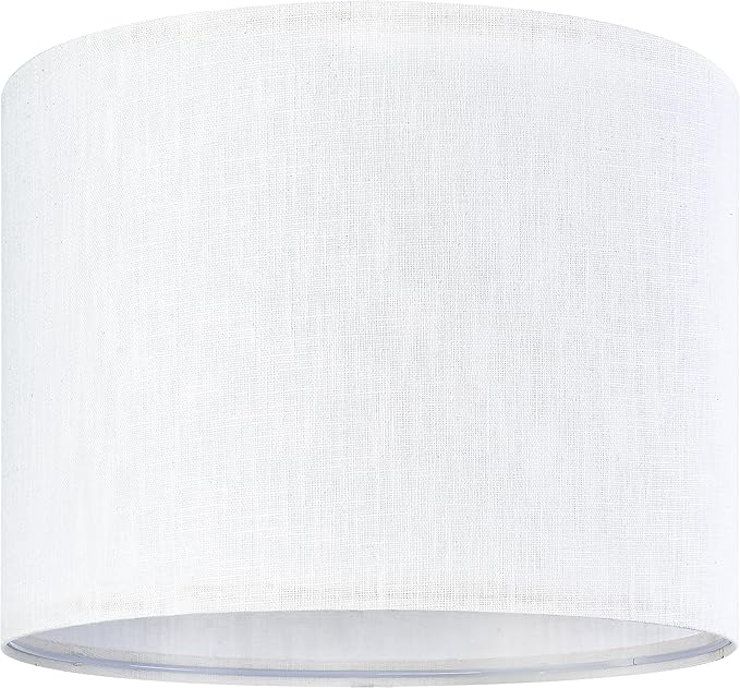 GO&SO White Textured Drum lampshade Medium Lamp Shade 13" Top x 13" Bottom x 10" High (Spider) Modern Linen Lamp Shades for Table Lamp Bedside Lamp Natural Linen Replacement Assembly is Required