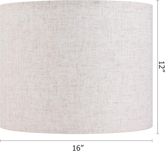 GO&SO Oatmeal Linen Lamp shades Large Drum Linen Lampshade 16" Top x 16" Bottom x 12" High (Spider) Farmhouse Lampshade for Table & Floor Lamp - Lampshades Replacement