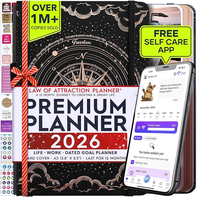 Law of Attraction Planner 2026 Deluxe with Productivity App | Weekly & Monthly Goal-Setting Planner, Life & Gratitude Journal | Include Foldable Vision Board, Gift Box & Stickers