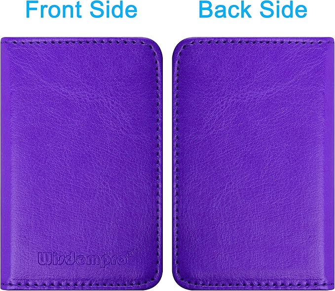 Wisdompro Business Card Holder, 2-Sided PU Leather Folio Name Card Holder Wallet Case with Magnetic Shut for Men and Women, Ultra Slim and Thin