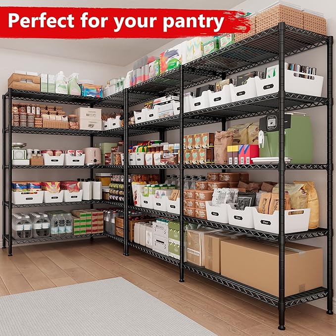 5 Tier Storage Shelves Metal Shelving Unit Load 1500LBS,Adjustable Wire Shelving Pantry Shelves for Storage,Kitchen Shelves Storage Rack for Commercial Garage Shelving Heavy Duty,61.7"W*72.4"H*15.8"D