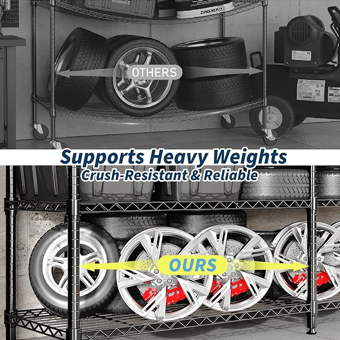MilleLoom 4-Tier Metal Shelving Unit, Heavy Duty Storage Shelves Adjustable Garage Shelf, Easy Assembly, for Basement, Kitchen & Pantry Room Organization, 13.8" D x 60" W x 59.5" H