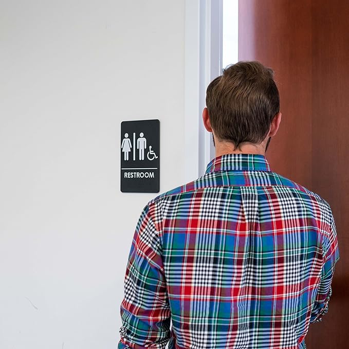 Men's/Women's Restroom Sign for Handicap Accessible Restroom ADA-Compliant Bathroom Door Sign, Made in USA, Pack of 3