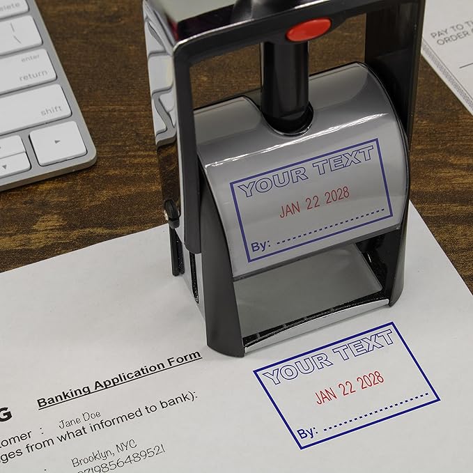 MaxMark Heavy Duty Self Inking Date Stamp with Phrase Paid - Black Ink