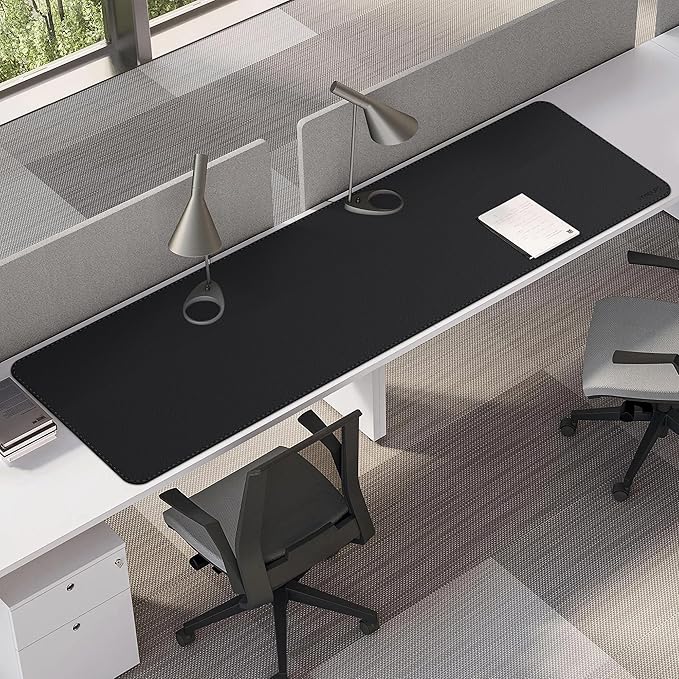 Mydours 70.9"x19.7" Black Desk Pad - Premium Dual-Sided PU Leather & Cork Design for Home and Office, Ultra-Wide Mouse Mat with Smooth Gaming Surface, Protects Desks from Heat, Ink & Liquid Spills