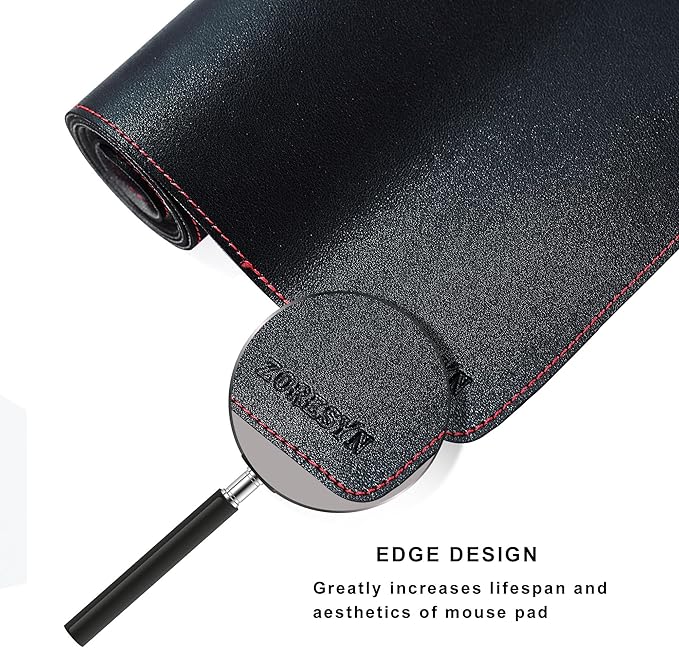 ZORESYN PU Leather Desk pad Black(55.12" x 31.50") - Large Desk mat with Suede Base - Waterproof Gaming Mouse pad Table Mat Desktop Writing Pad for Home