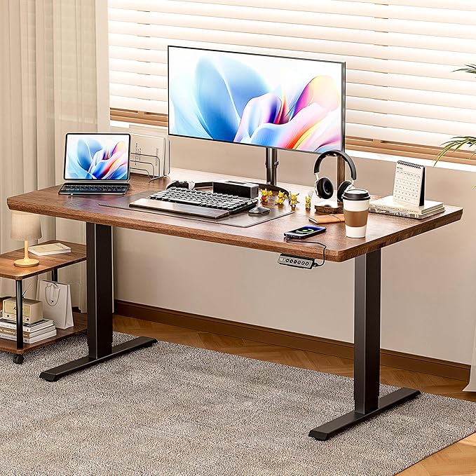BIZUM Standing Desk Frame Dual Motor, Standing Desk Legs Up to 47.2", Computer Memory Desk Adjustable Table Legs with USB Ports for Home and Office, Black Frame Only