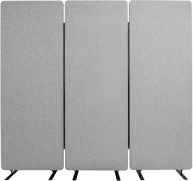 Stand Up Desk Store ReFocus Freestanding Noise Reducing Acoustic Room Wall Divider Office Partition (Cool Grey, 72" x 66", Zippered 3-Pack)