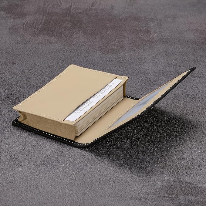 Leather Business Card Case Holder for Men & Women, Italian Calfskin