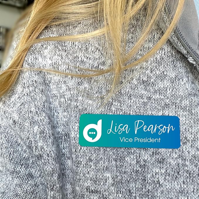 Custom Name Tag Full Color with Logo Magnetic Back | Name Badges for Business | Metal Name Tags ID Badges for Employees | Personalized Name Tags | Magnetic Name Tags Personalized (3x1 Inches)
