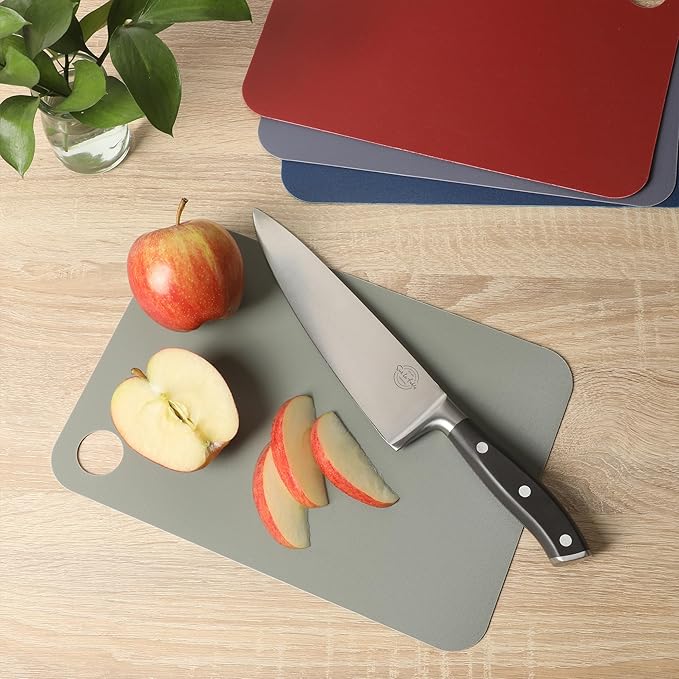 Sur La Table Kitchen Essentials Crafty Carvery BPA-Free Flexible Cutting Mats – 4-Piece Color-Coded Chopping Board Set, Dishwasher Safe, Non-Slip, 11.75" x 8.25", Assorted Colors