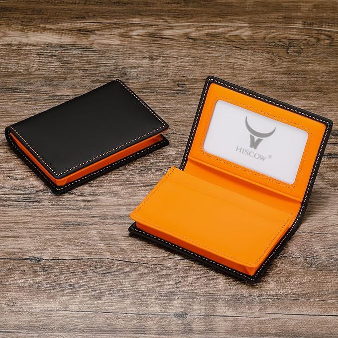 Leather Business Card Case Holder for Men & Women, Italian Calfskin