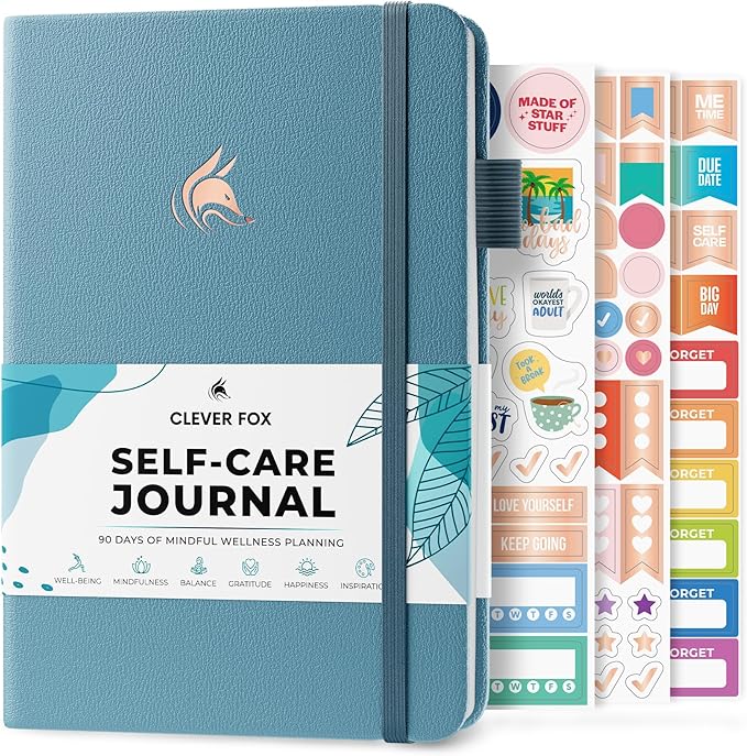 Clever Fox Self-Care Journal – Daily Reflection Notebook – Mental Health & Personal Development Planner, Meditation & Mood Log, A5 (Aquamarine)
