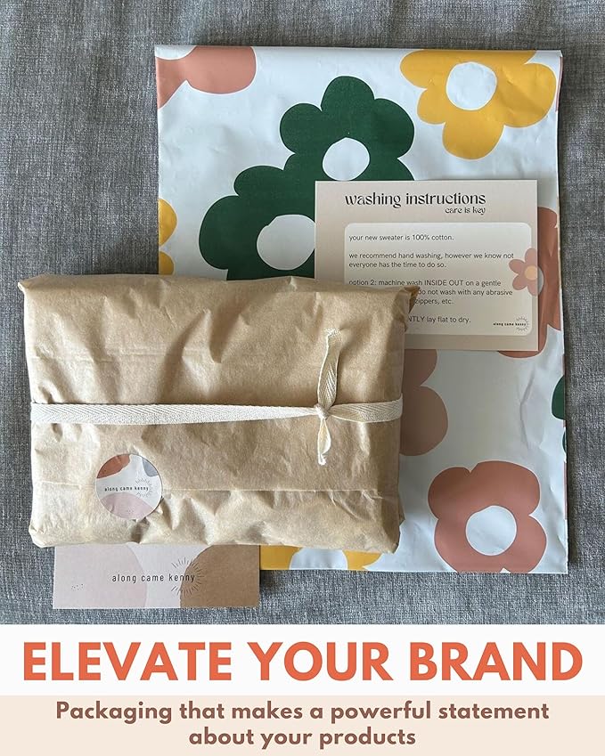 Poly Mailers 6 x 9 Inch - 100 pack Biodegradable Shipping Bags for Stationery and Small Accessories - Impack Self-Seal Waterproof Thick Mailing Envelope for Small Items - Daisy Multi