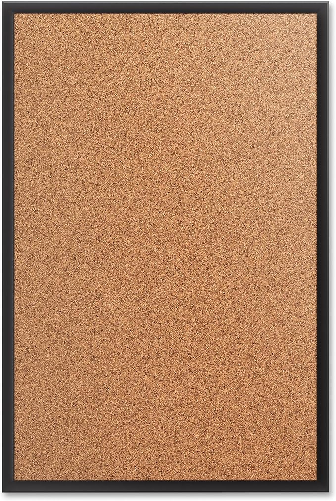 Quartet Cork Board, Bulletin Board, 4' x 3' Corkboard, Black Frame (2304B)