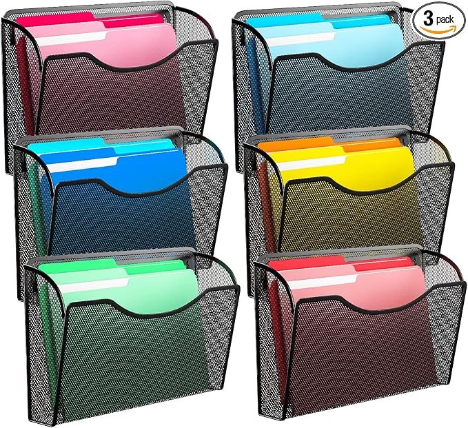 MINDEPOT Wall File Organizer,Hanging Wall Mounted File Folder Binder Holder Mail Organizer for Office,Home and School Supplies