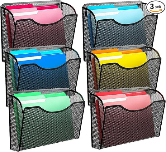 MINDEPOT Wall File Organizer,Hanging Wall Mounted File Folder Binder Holder Mail Organizer for Office,Home and School Supplies