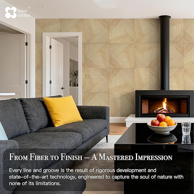 Soon Global Acoustical Wall Panels, 6-Piece 23.62 X 23.62 Inches Art Acoustic Panels, Decorative Acoustic Panels, Acoustic Wall Panels, Sound Absorbing Wall Art, Timber Spiral