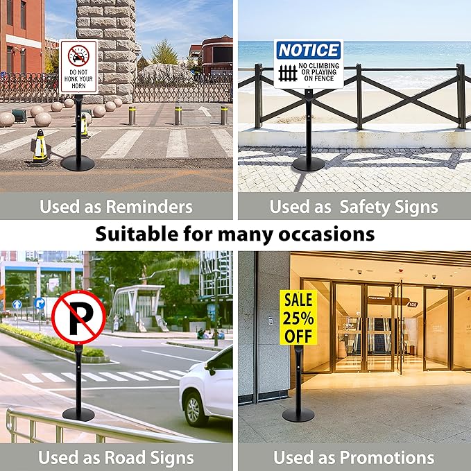 VAIIGO Heavy Duty Parking Sign Base Cast Iron 48" Parking Sign Post, Heavy Duty Cast Iron Sign Holder Base, Movable Sign Stand Suitable for Hanging Warning, Notice, Guiding Sign Display Stand (Black)