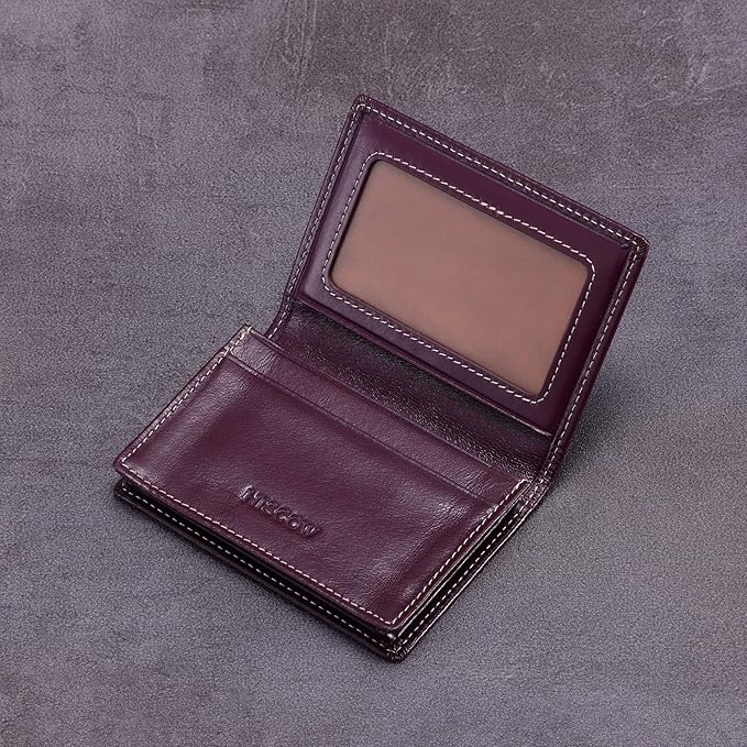 Leather Business Card Case Holder for Men & Women, Italian Calfskin