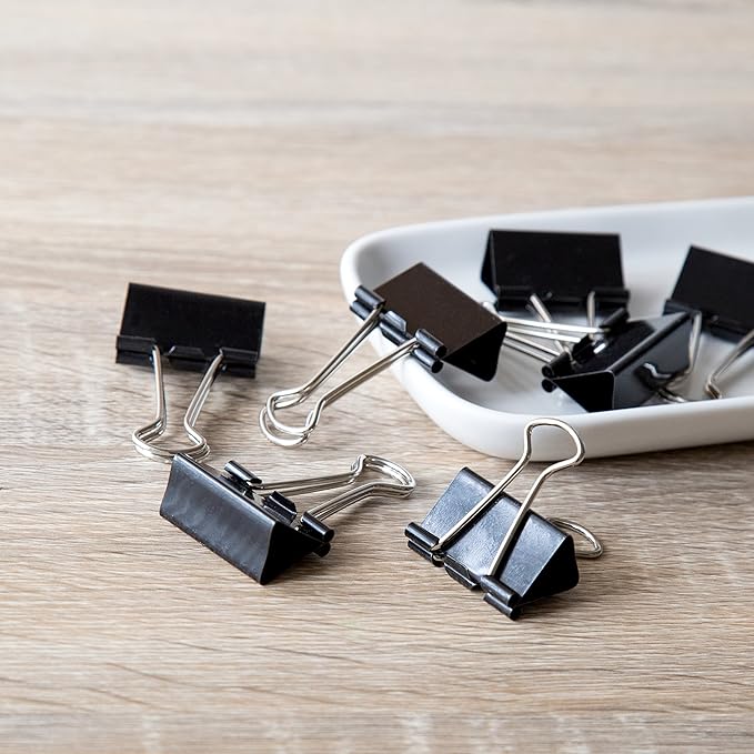 U Brands Binder Clips, Medium 1-1/4-Inch Width, 1/2-Inch Paper Holding Capacity, Black and Silver Steel, 96-Count - 656U08-24 (Pack of 24, 2304 Count Total)