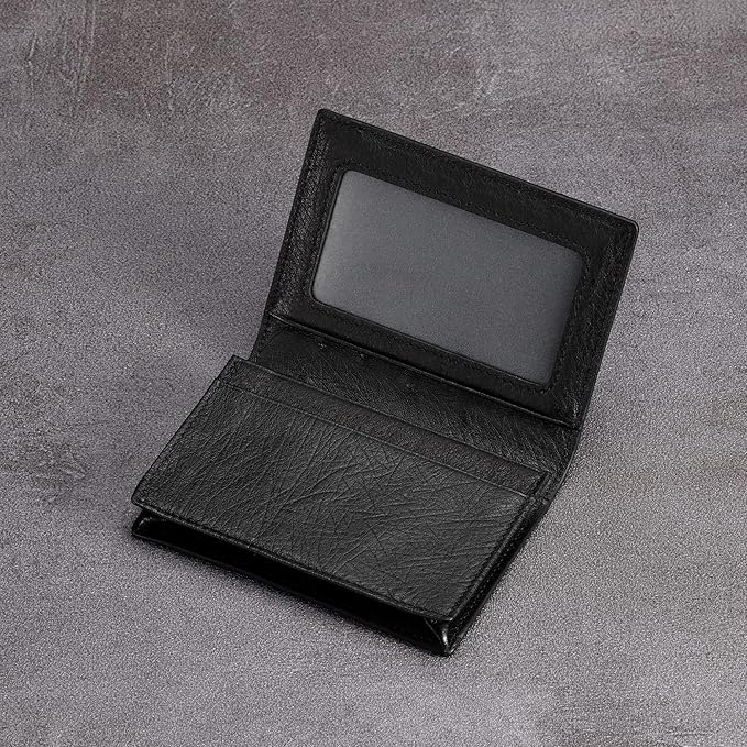 Leather Business Card Case Holder for Men & Women, Italian Calfskin