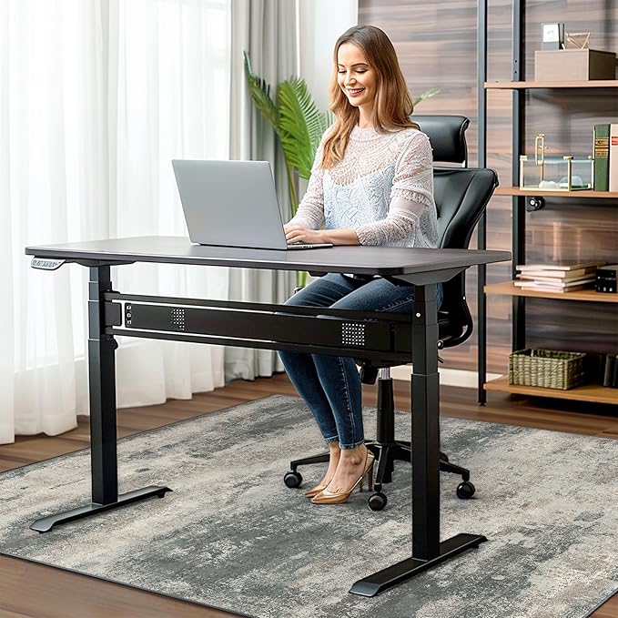 Office Chair Mat for Hardwood Tile Floor, Abstract 48"X 60" Desk Mats for Office Chair on Rolling Chairs Carpet, Desk Anti-Slip 1/5" Thick Rug for Computer Chair, Thin Low-Pile Floor Mat, Green Beige