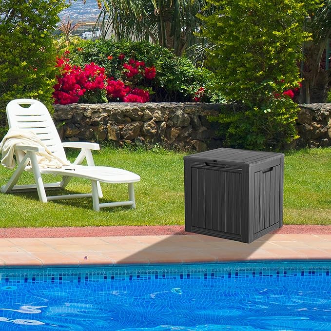 Yardgrace 30 Gallon Waterproof Outdoor Storage Box - All-Weather Deck Box for Patio & Pool, Lockable Resin Patio Deck Box with UV Protection, Matte Black