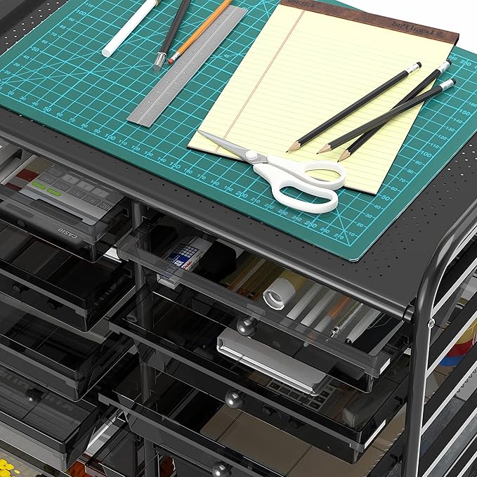 Simple Houseware Utility Cart with 12 Drawers Rolling Storage Art Craft Organizer, Black