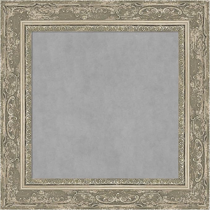 Amanti Art Silver Framed Magnetic Board 16x16 X-Small Vision Board for use with Magnets, 100% Metal Sheet to Display Items as Office Decor or for Home Organization in mudroom, Kitchen or Kids Room