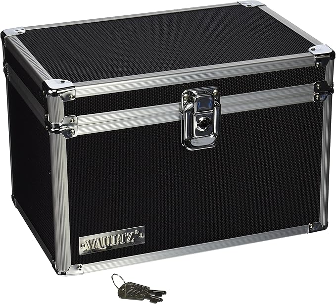 Vaultz Lockable Index Card Holder - Flash Card Organizer for Recipes, Passwords or Studying Holds 550 5x8 Notecards - Index Card Box Study Accessories, Black