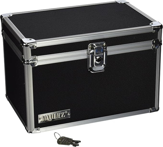 Vaultz Lockable Index Card Holder - Flash Card Organizer for Recipes, Passwords or Studying Holds 550 5x8 Notecards - Index Card Box Study Accessories, Black
