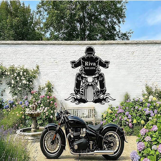Custom Motorcycle Metal Signs Personalized Biker Name Sign Custom Garage Decor Motorbikes Wall Art Decor Motorcycle Sign Men Room Decorate Gifts for Men Husband Rider