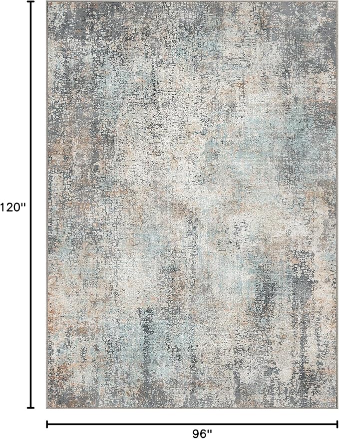 GENIMO Washable Area Rugs for Living Room, 8x10 Modern Non Slip Rugs, Low Pile Lightweight Soft Print Rug for Bedroom, Dining Room, Home Office, Washed Light Blue
