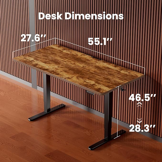 ErGear Height Adjustable Electric Standing Desk, 55 x 28 Inches Sit Stand up Desk, Memory Computer Home Office Desk (Vintage Brown) (EGESD6V)