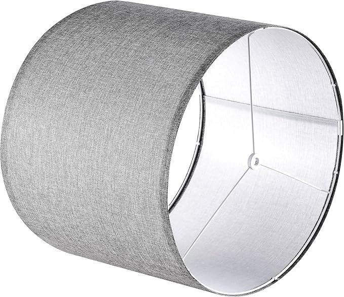 Gray Large Drum Lamp Shades for Floor Lamps Table Lamp Farmhouse Lamp Shade 16" Top x 16" Bottom x 12" High (Spider) Medium Lampshade - Lampshades Replacement By GO&SO Assembly is Required