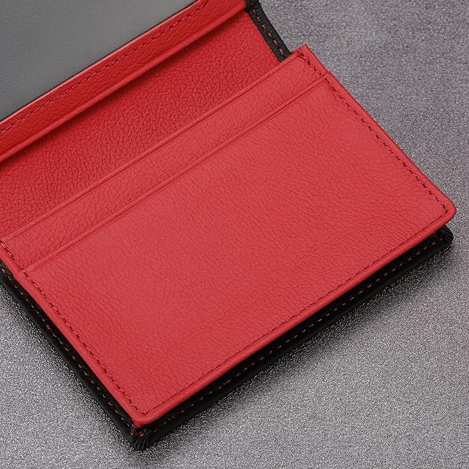 Leather Business Card Case Holder for Men & Women, Italian Calfskin