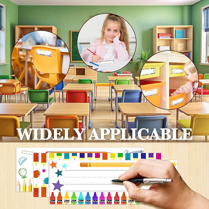 Name Tags for Students Desks, Colorful Pencils Theme Name Plates, Name Labels for School Desks, Back to School Classroom Decor, 30 Pack
