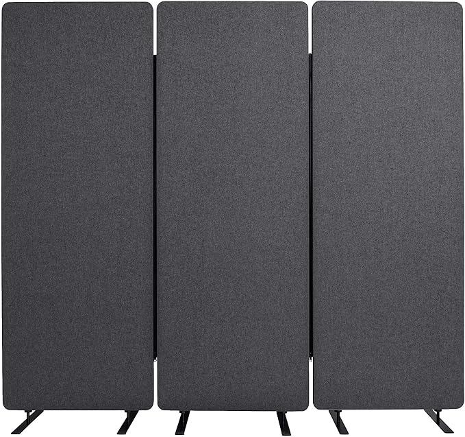 Stand Up Desk Store ReFocus Freestanding Noise Reducing Acoustic Room Wall Divider Office Partition (Ash Grey, 72" x 66", Zippered 3-Pack)