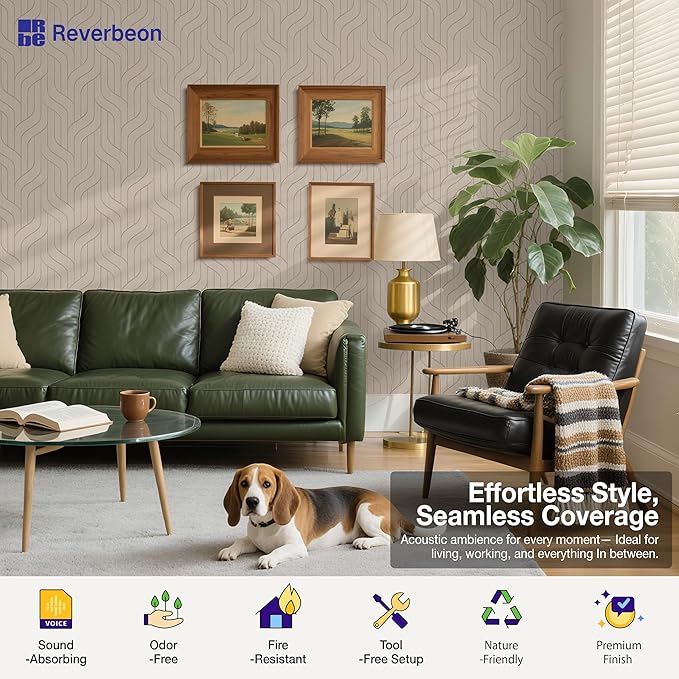 Reverbeon 6 PCS Acoustic Panels, 23.6x23.6 Inch Sound Absorbing Panels, Decorative Acoustic Wall Panels for Recording and Home Studio, Office with Double-Sided Adhesive Tape
