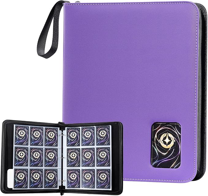 ProCase 900 Pockets Card Binder with Clear Window for Trading Cards, 9 Double Sided Pockets Cards Colletction Album Holder with Removable Sleeves for MTG, TCG, Sports Cards, Football Cards -Purple