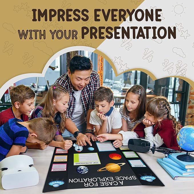 White Tri-Fold Presentation Board 28" X 40" Display Exhibition Board Lightweight and Portable with Smooth Surface Great Business presentations (Pack of 4) - by Emraw